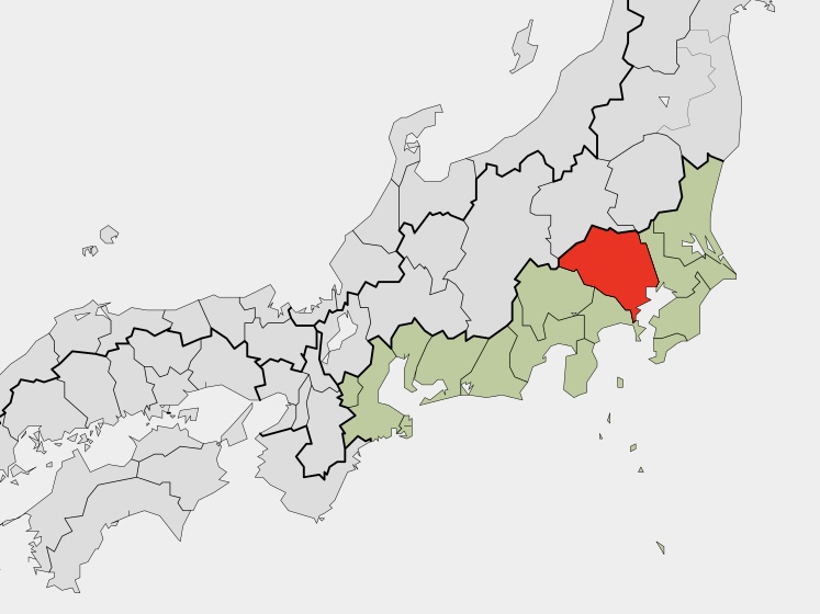 武蔵国の位置を示した地図