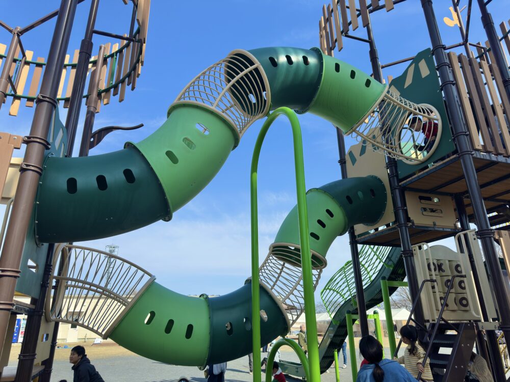 びん沼自然公園の複合遊具の難易度が高いコース