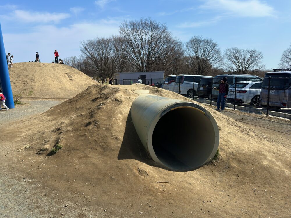 びん沼自然公園の複合遊具の隣にあるトンネル山